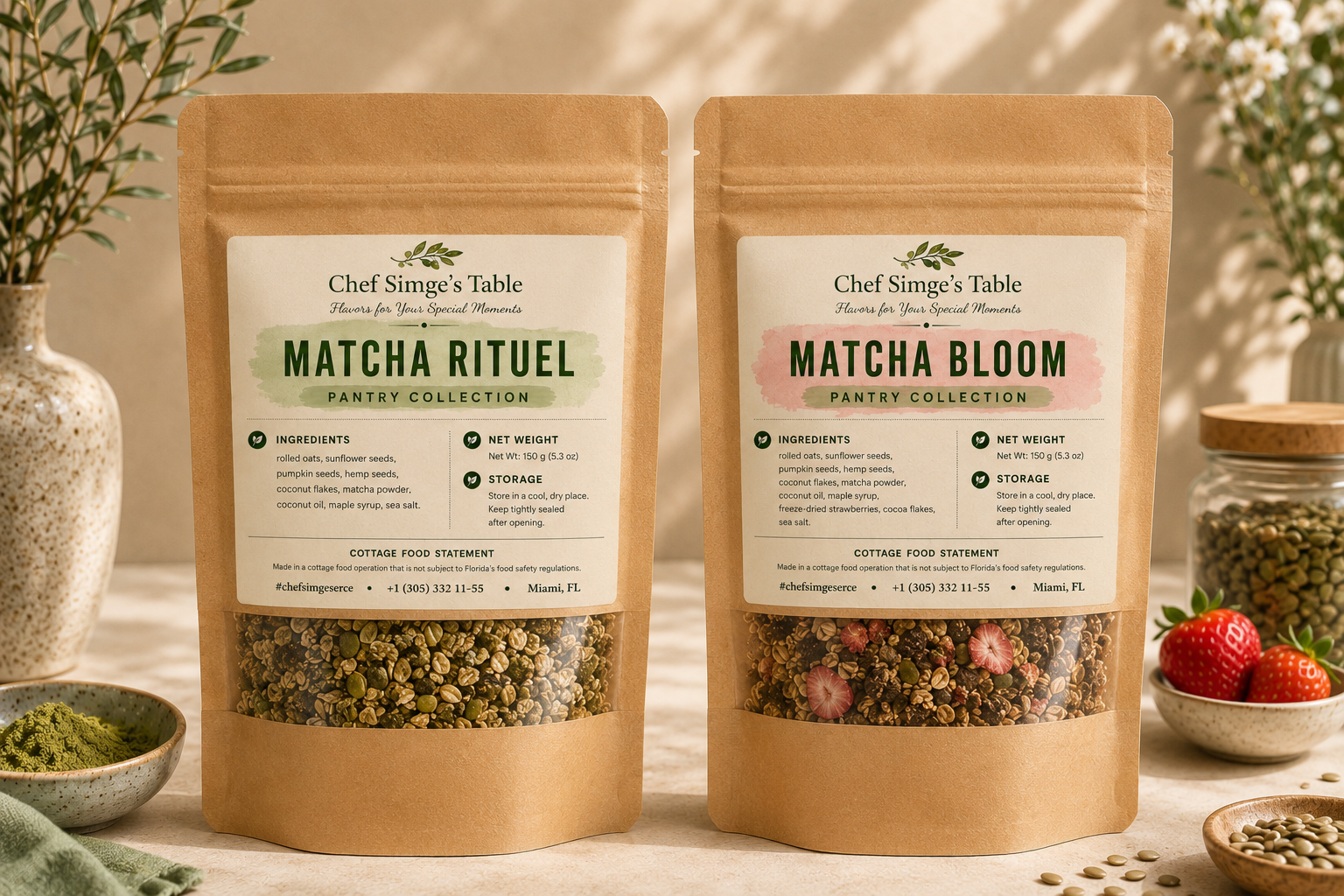 Matcha Rituel and Matcha Bloom granola